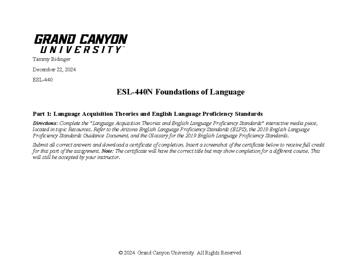 ESL-440N-RS-T4 assignment - Tammy Bidinger December 22, 2024 ESL- ESL ...