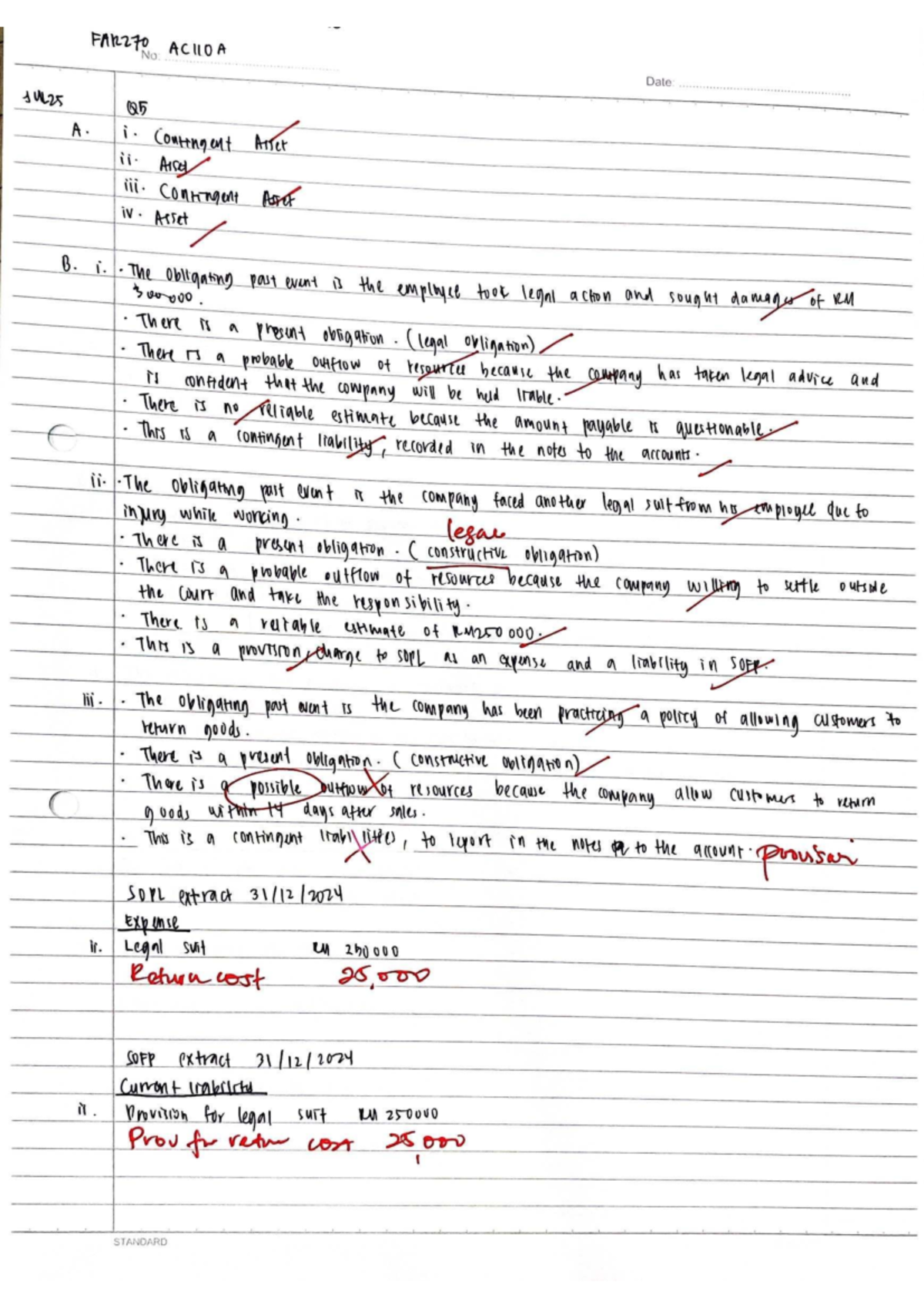 MFRS137 Tutorial 2: Contingent Liabilities & Provisions Analysis - Studocu
