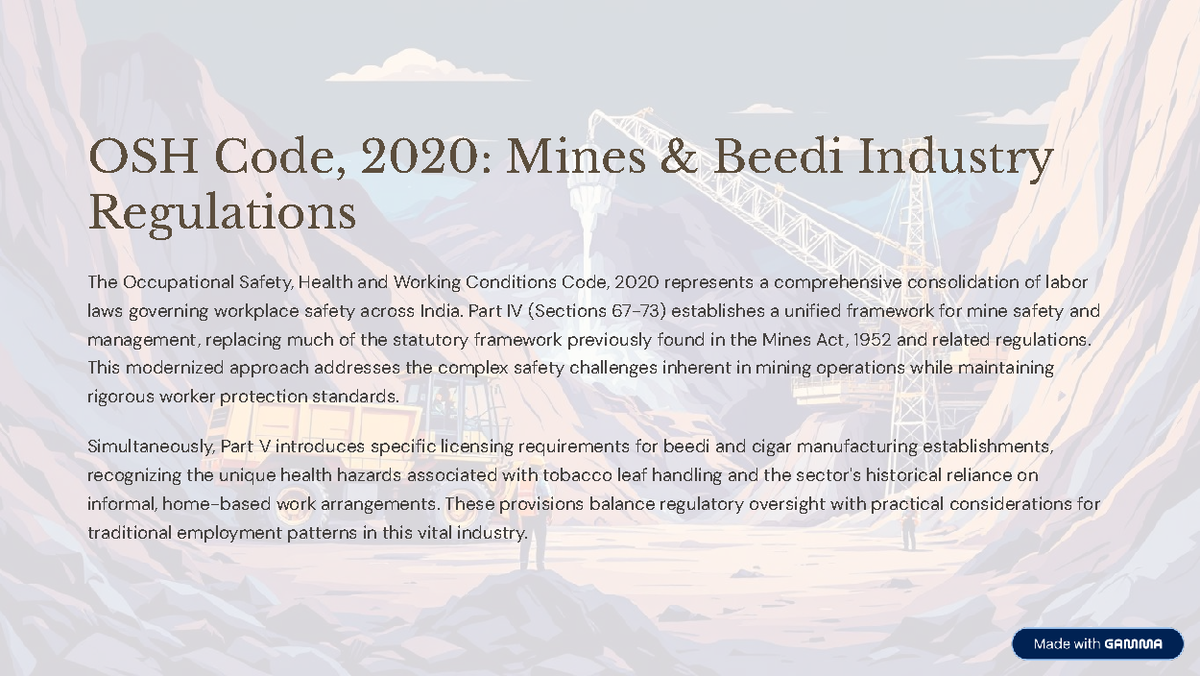 OSH Code 2020: Comprehensive Regulations for Mines & Beedi Industry ...