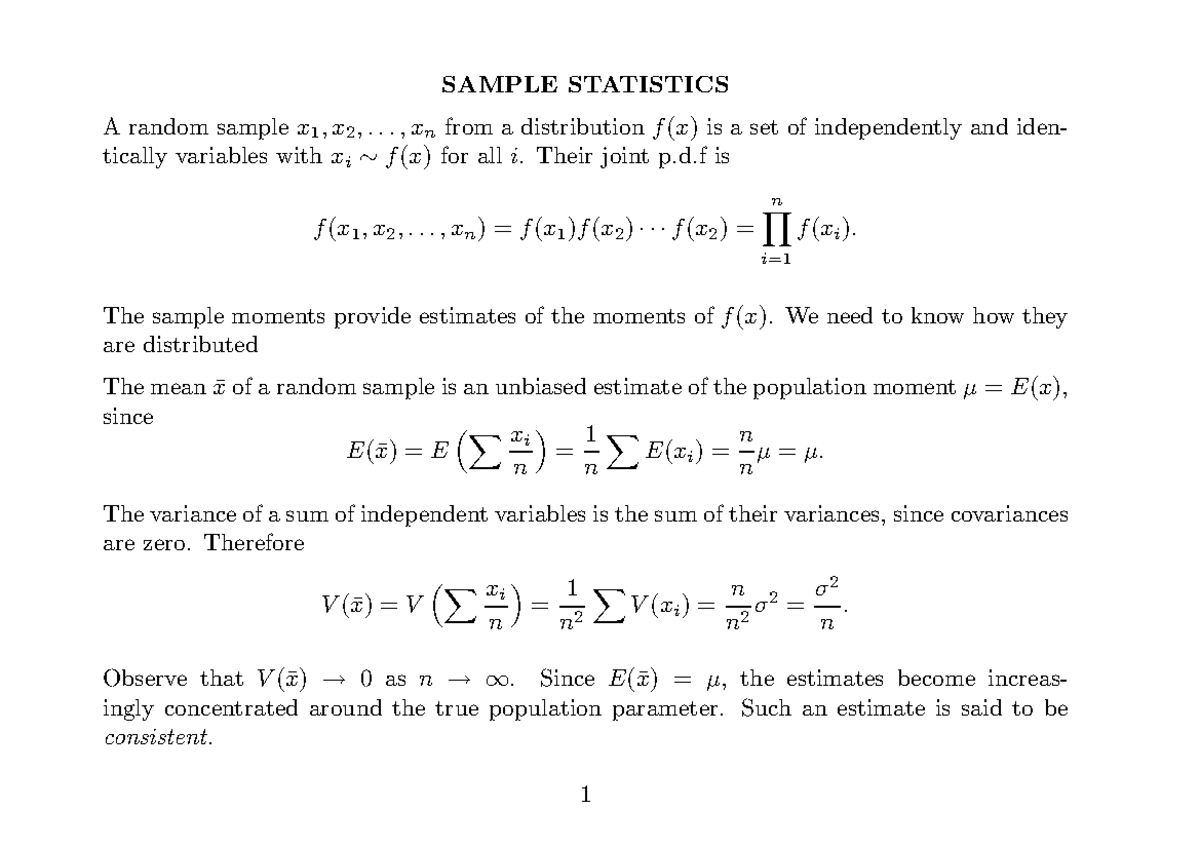 Statslide 8 - Sample Statistics Overview and Analysis - Studocu
