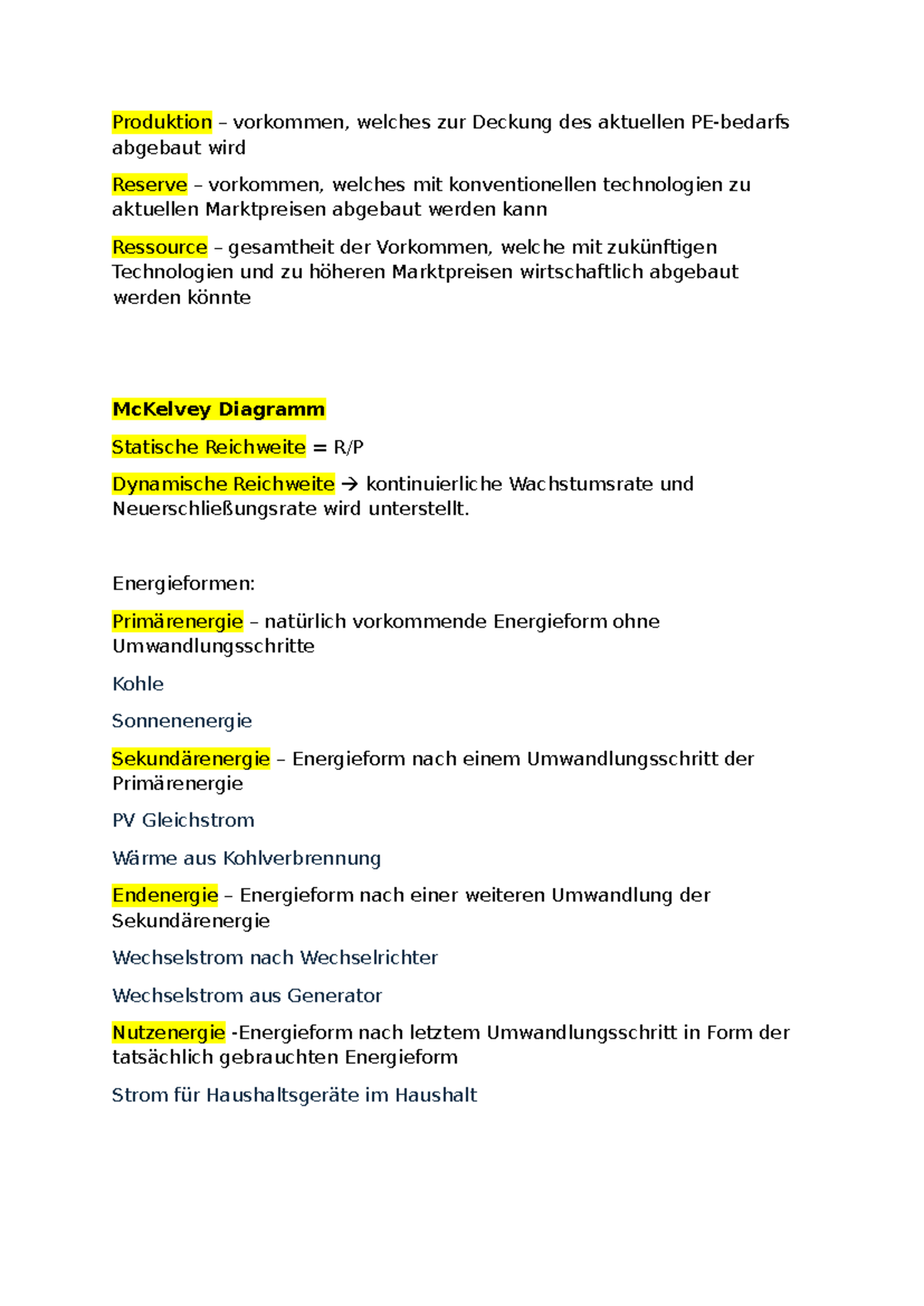 Zusammenfassung Energie und Wirtschaft: Wichtige Konzepte und Begriffe - Document Preview