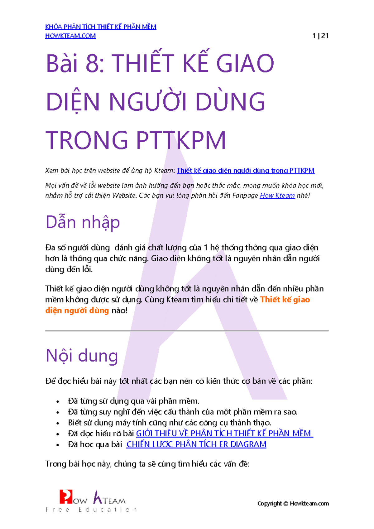 Thiết kế giao diện người dùng - HOWKTEAM 1 | 21 Bài 8: THIẾT KẾ GIAO ...