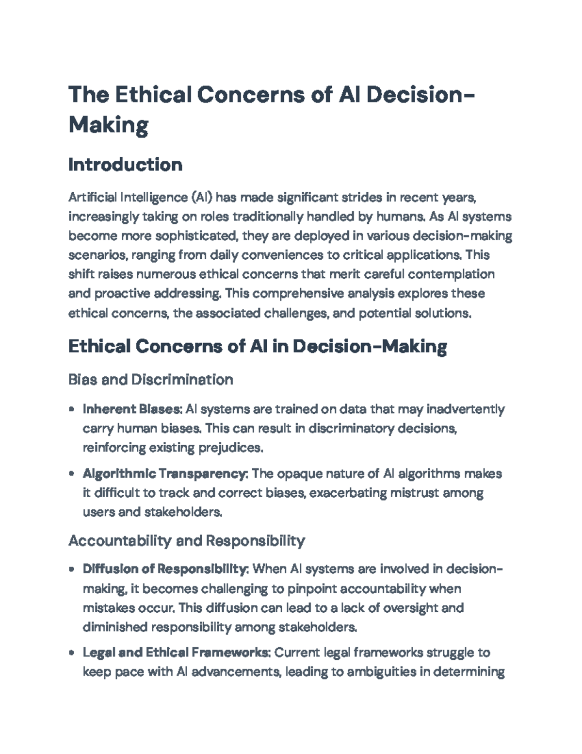 Ethical Concerns of AI Decision-Making: Challenges and Solutions - The ...