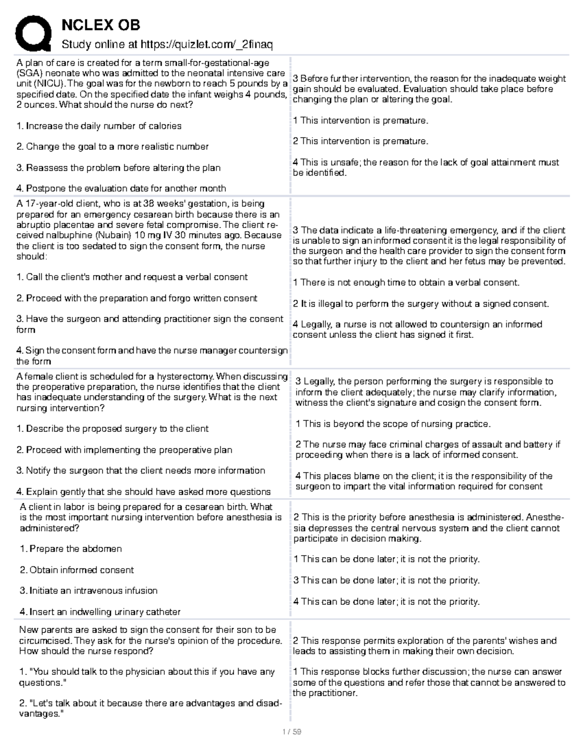 OB NCLEX Study Notes: Key Concepts and Interventions - Studocu