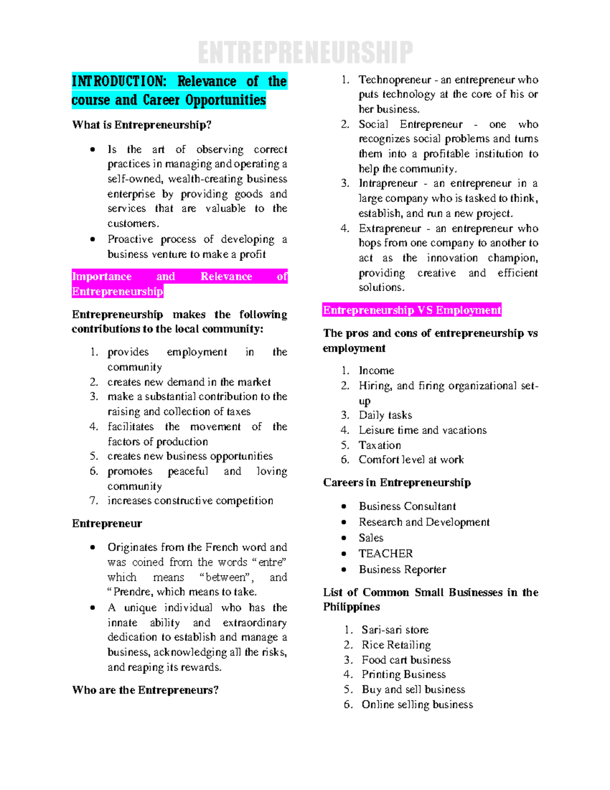 Entrepreneurship 101: Comprehensive Midterm Reviewer Guide - Studocu
