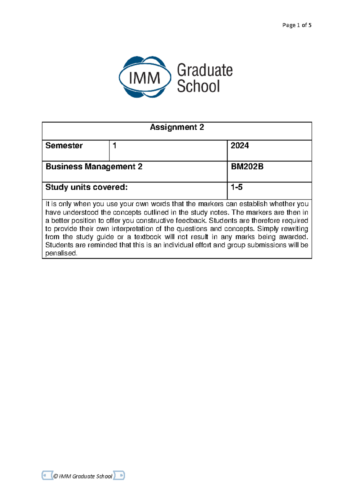 BM202B Assignment 2 2024 S1 final - Assignment 2 Semester 1 2024 ...