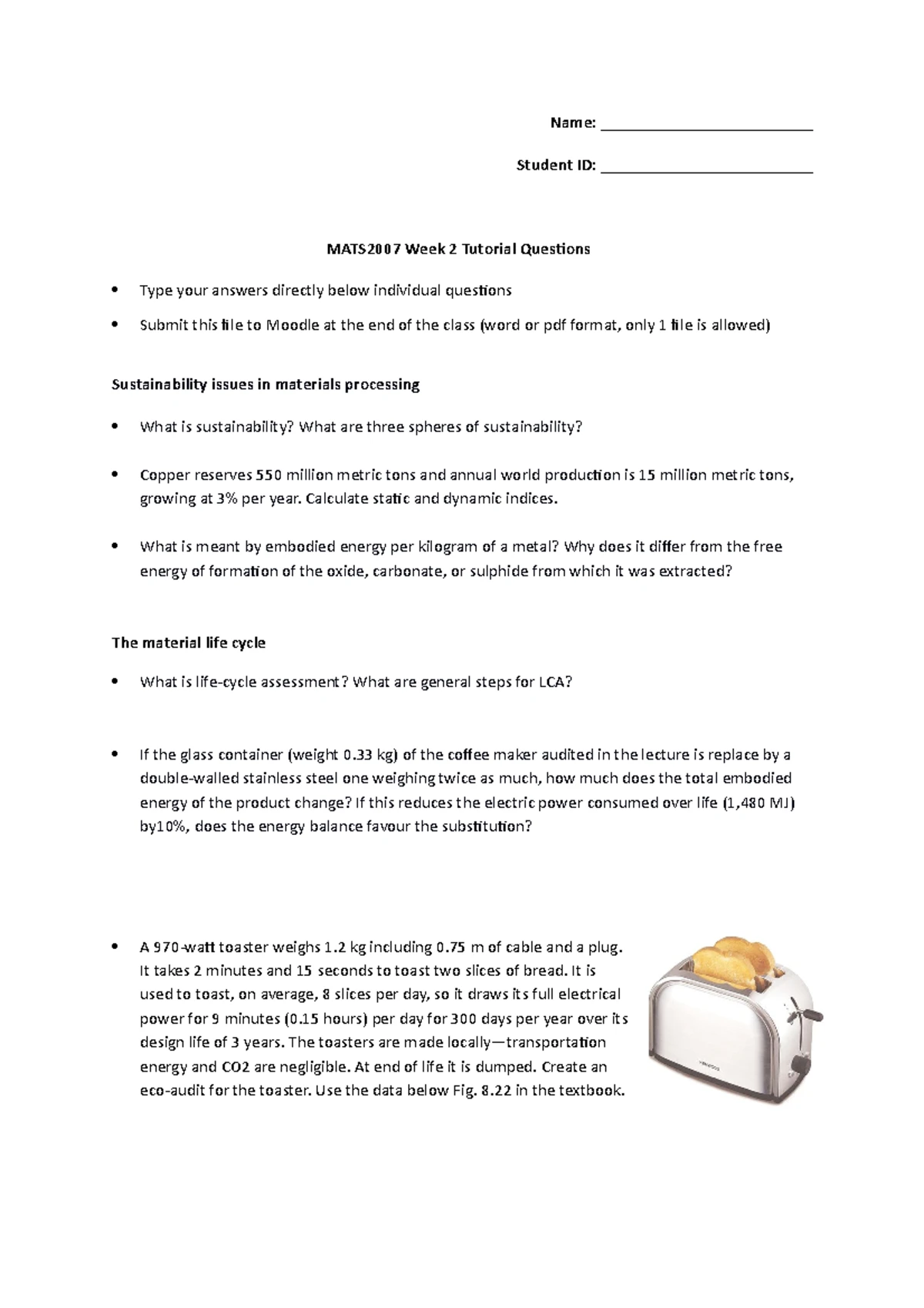 Week 2 Tutorial Questions Solutions - Name: Conan Edogawa Student ID ...