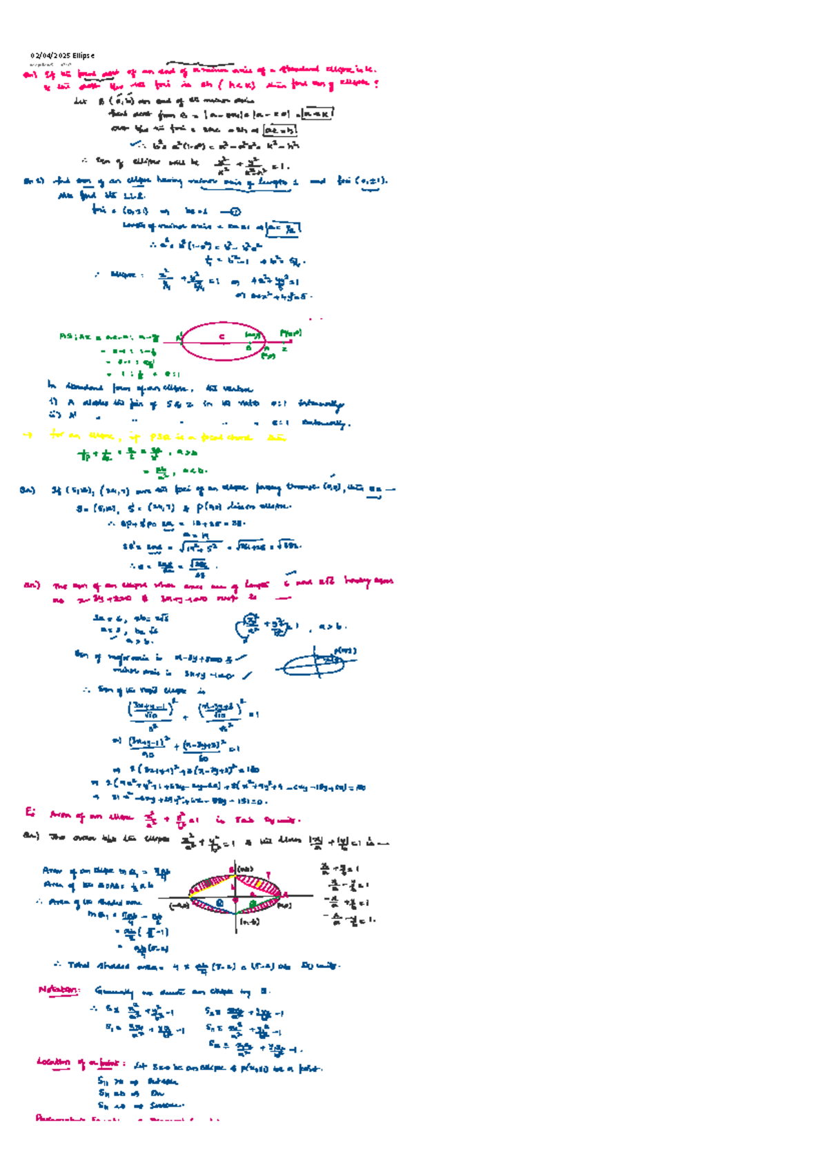 Ellipse Questions and Solutions for S2 Course on April 2nd - Studocu