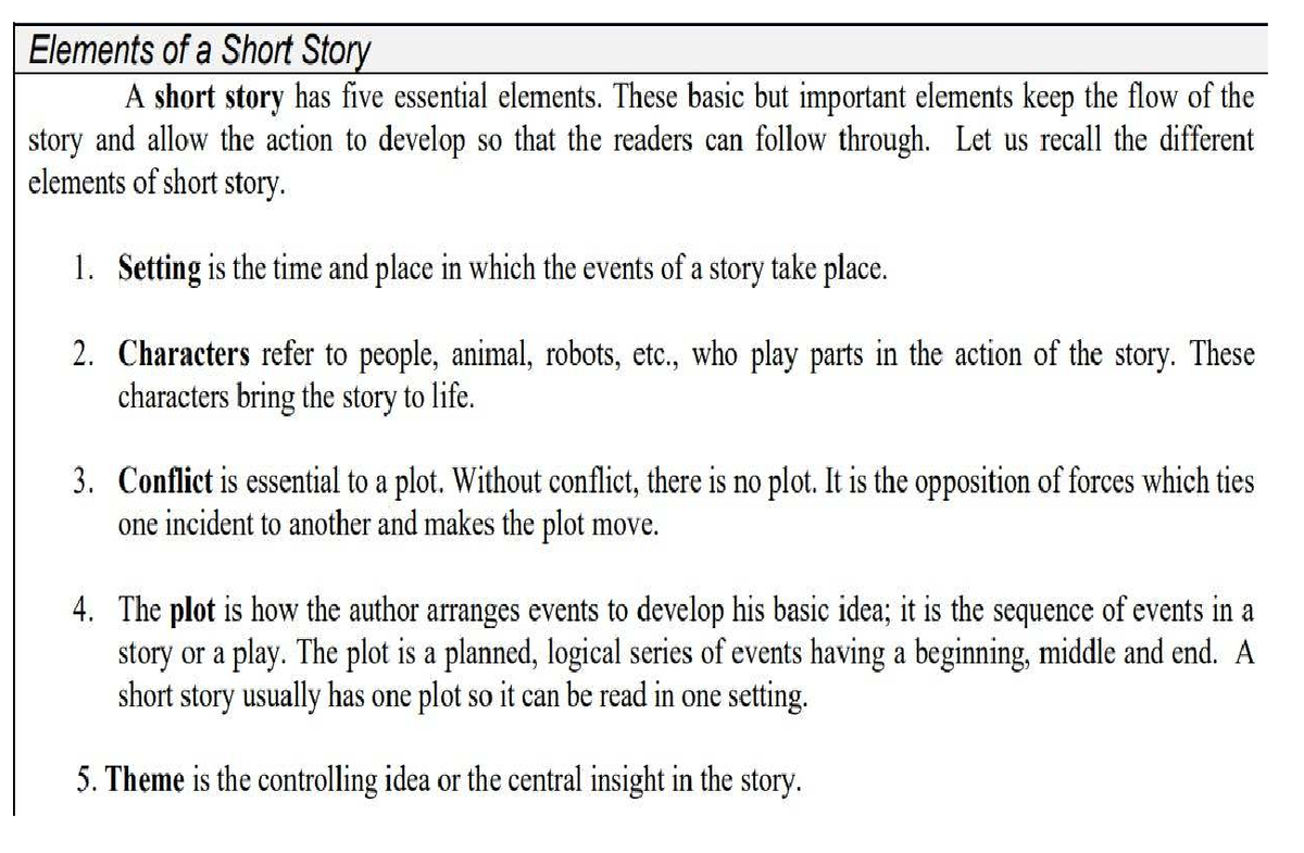 Elements of a Short Story: Key Components Explained - Studocu