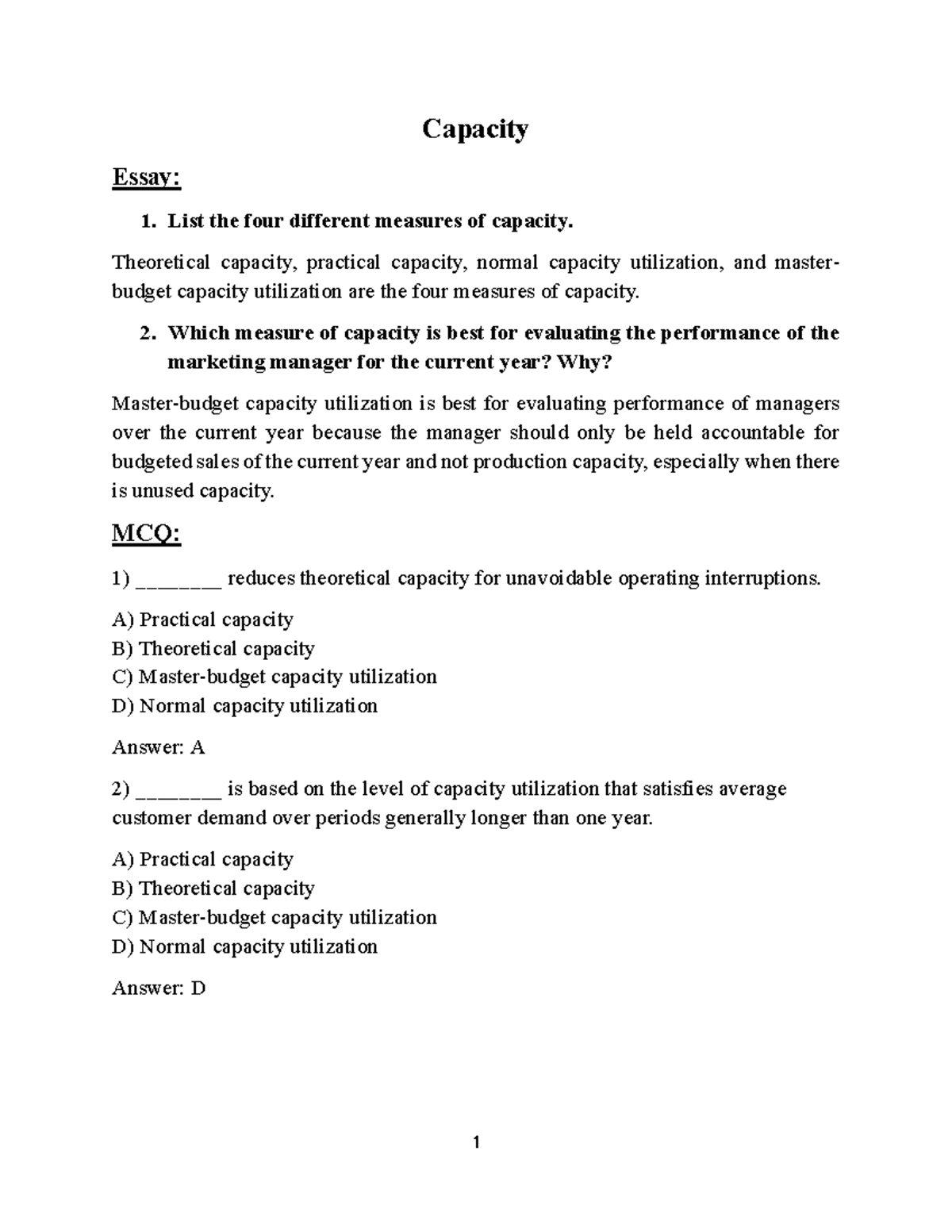 Capacity Measures: Understanding Theoretical, Practical, and ...
