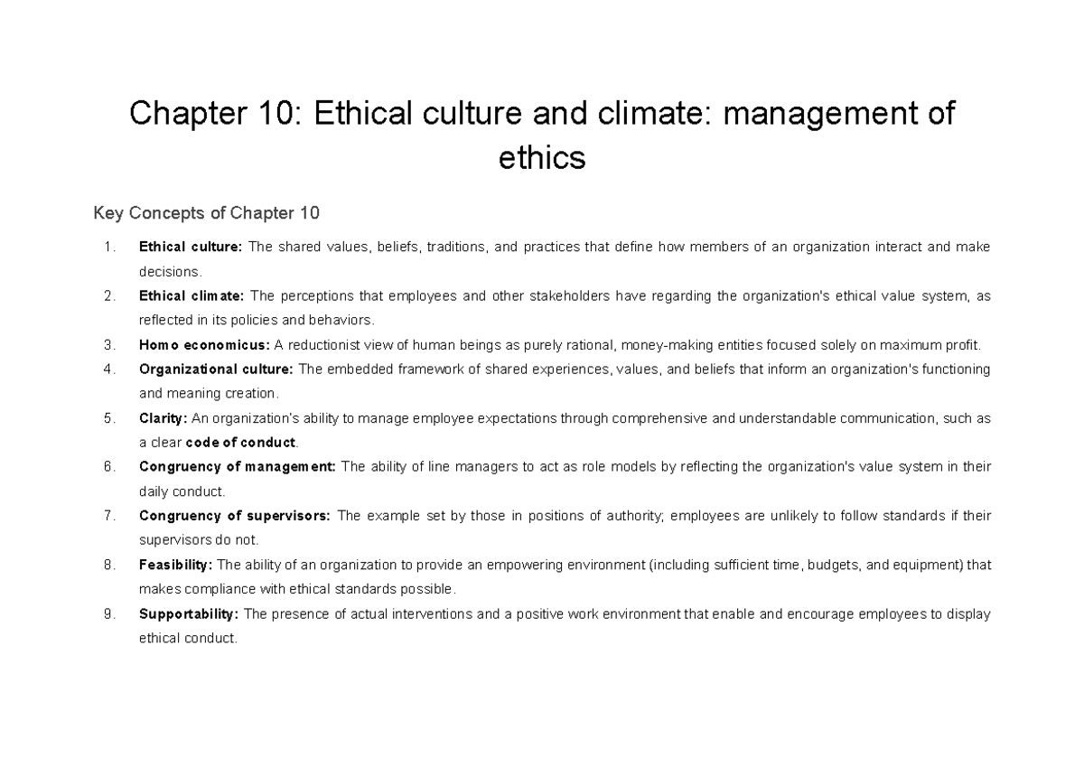 Chapter 10: Management of Ethics - Ethical Culture & Climate Insights ...