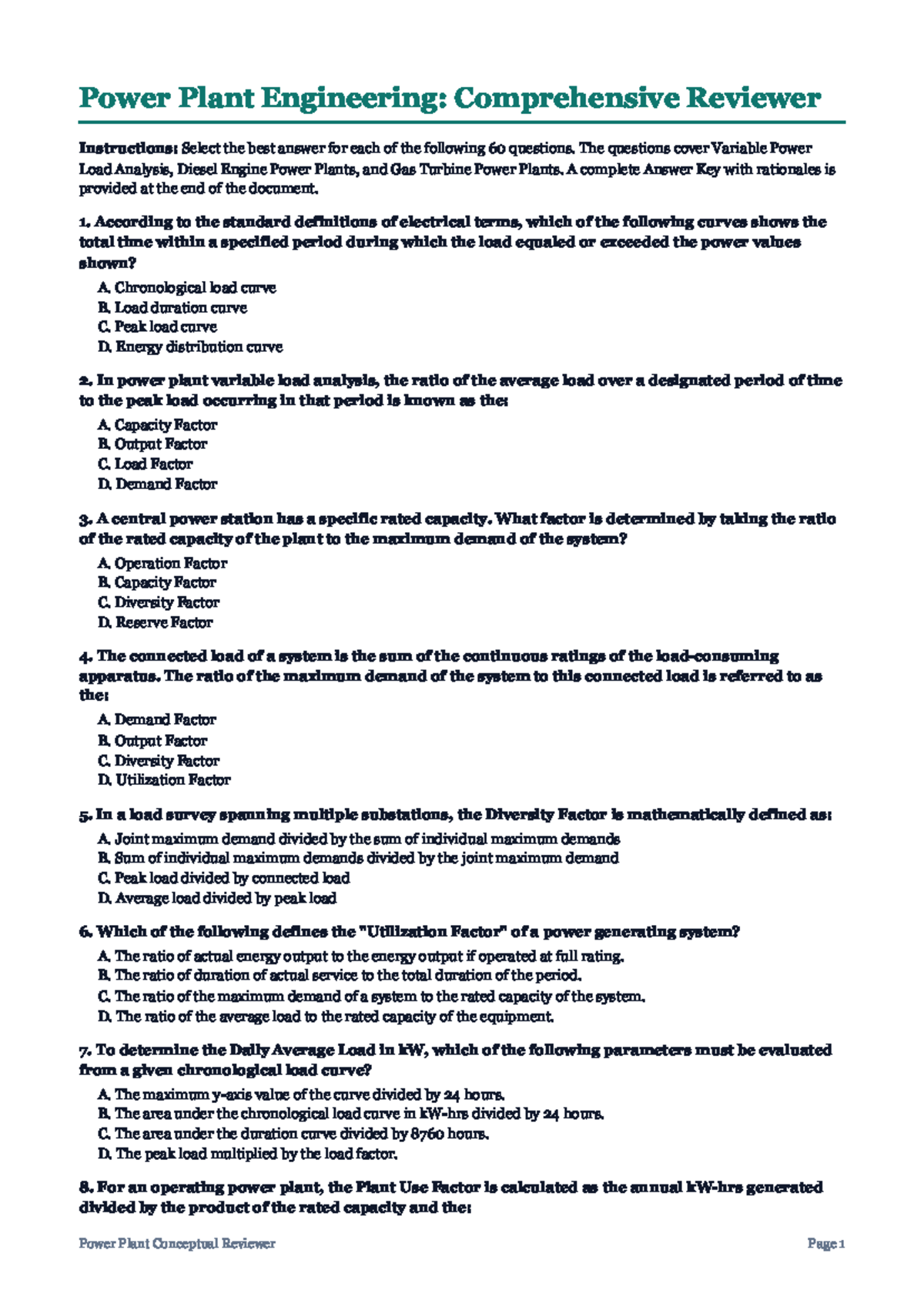 Power Plant Engineering (ENGR 301): Conceptual Exam Reviewer - Studocu