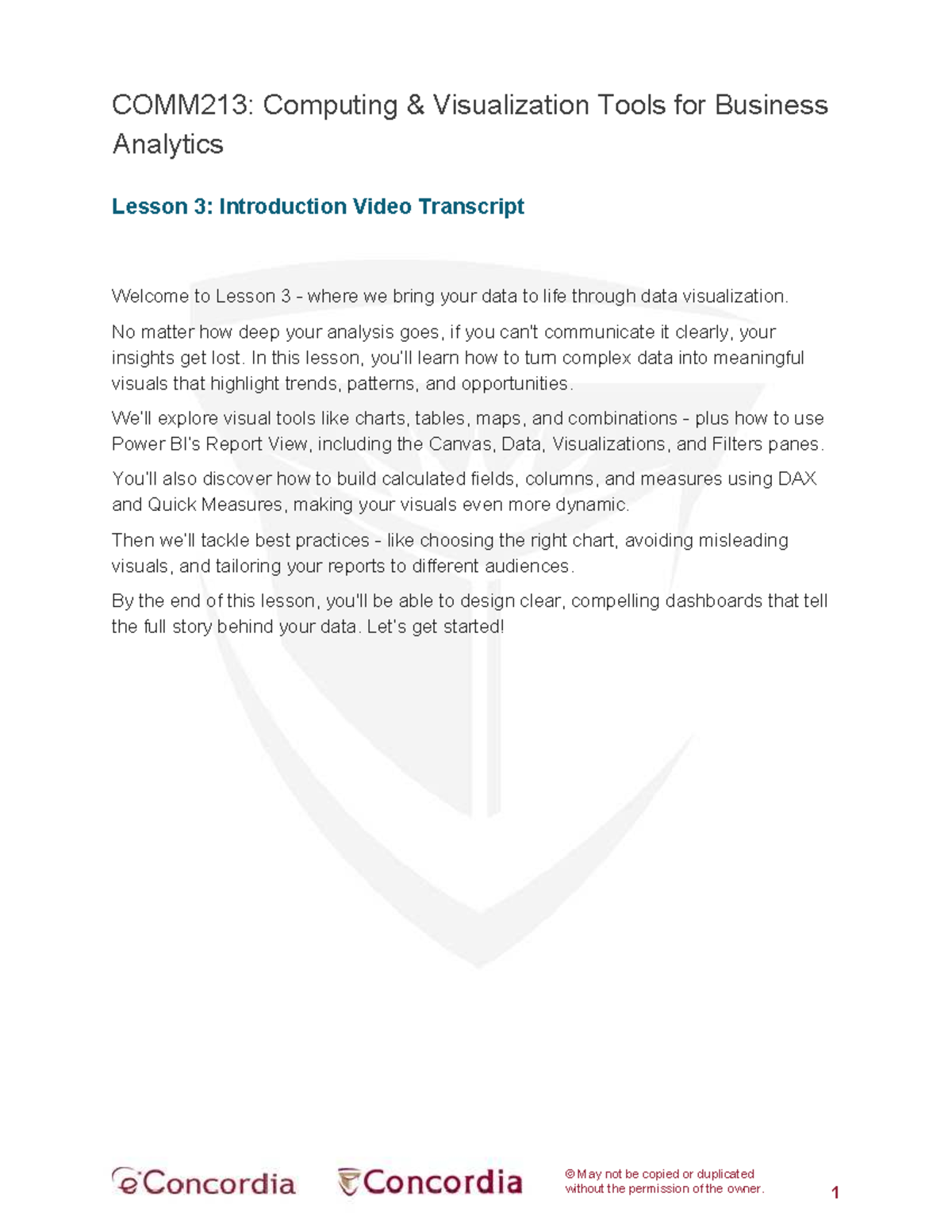 COMM213: Lesson 3 - Intro to Data Visualization Tools Transcript - Studocu