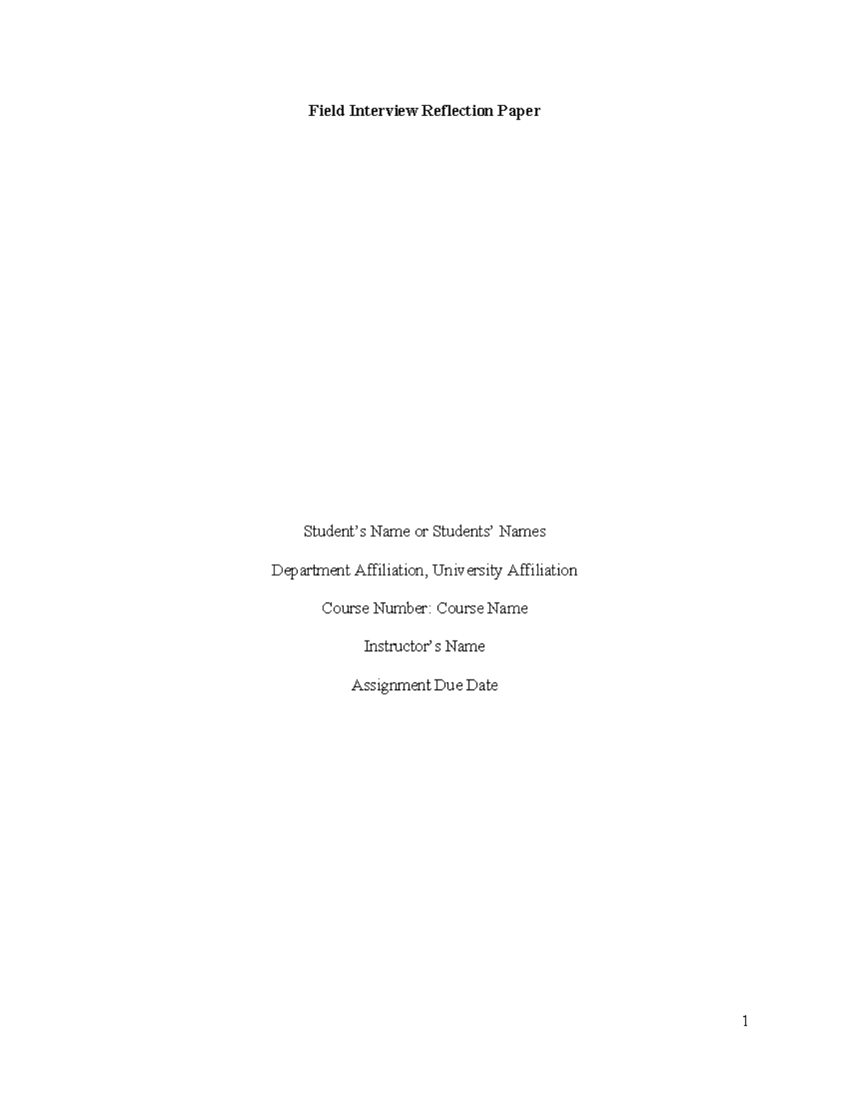 Field Interview Reflection Paper: Insights on Management & Leadership ...