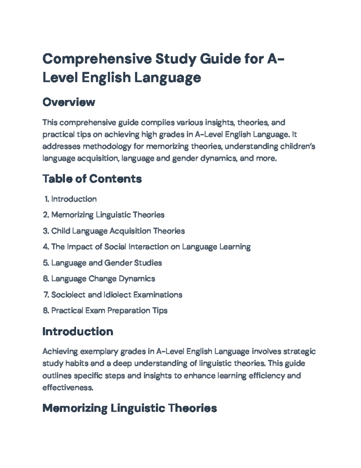 A-Level English Language Comprehensive Study Guide: Strategies for ...