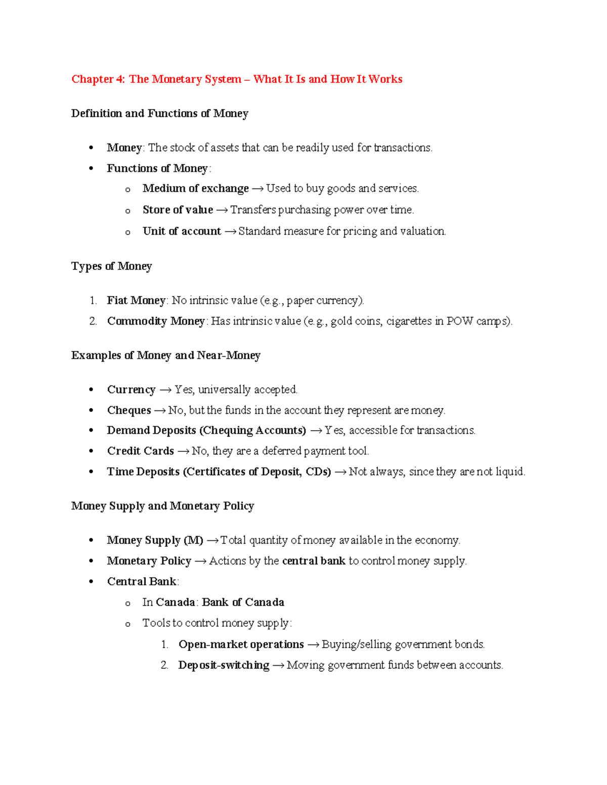 Chapter 4: The Monetary System - Definition, Functions, and Types of ...