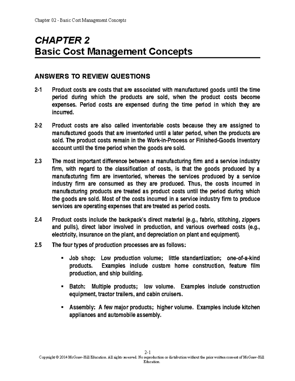 Cost Management Solutions - Chapter 2 (FIN 301) - Studocu