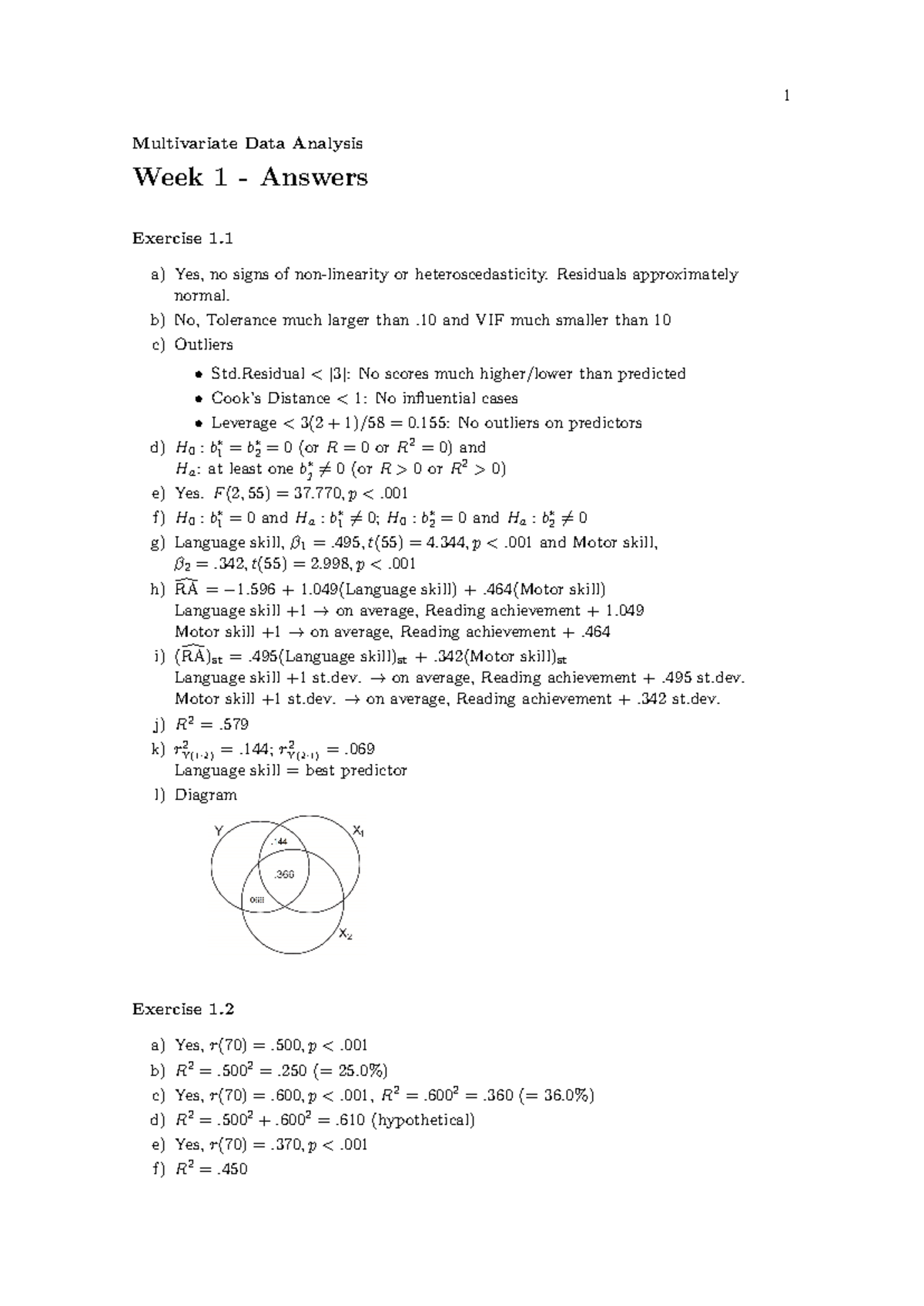 MVDA W1 MRA Answers: Understanding Multivariate Analysis Techniques ...