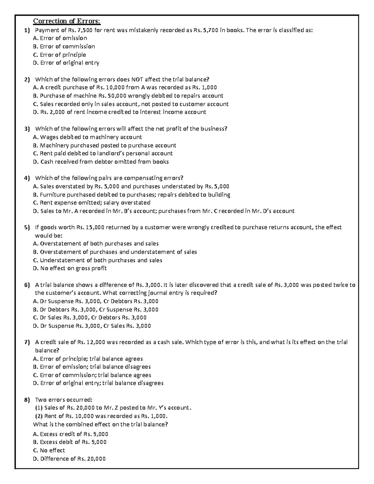 Assignment: Correction of Errors in Accounting (ACCT 101) - Studocu