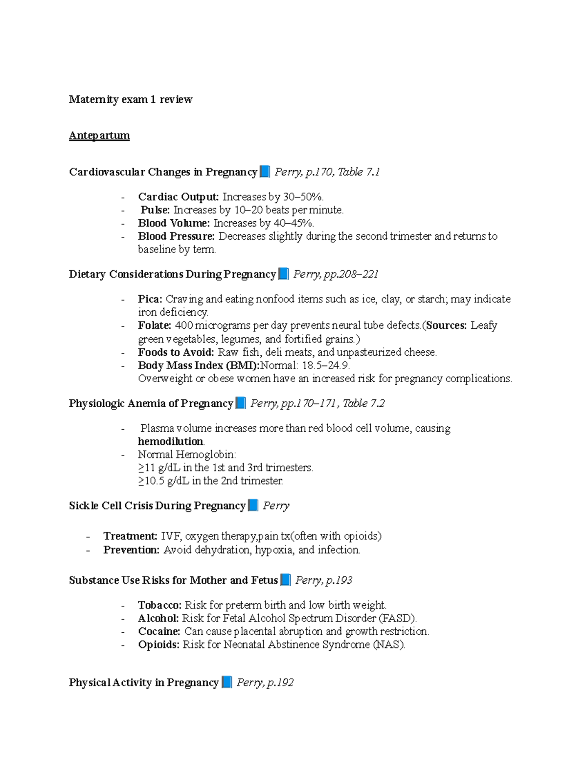 Maternity Exam 1 Review: Key Concepts and Considerations - Studocu