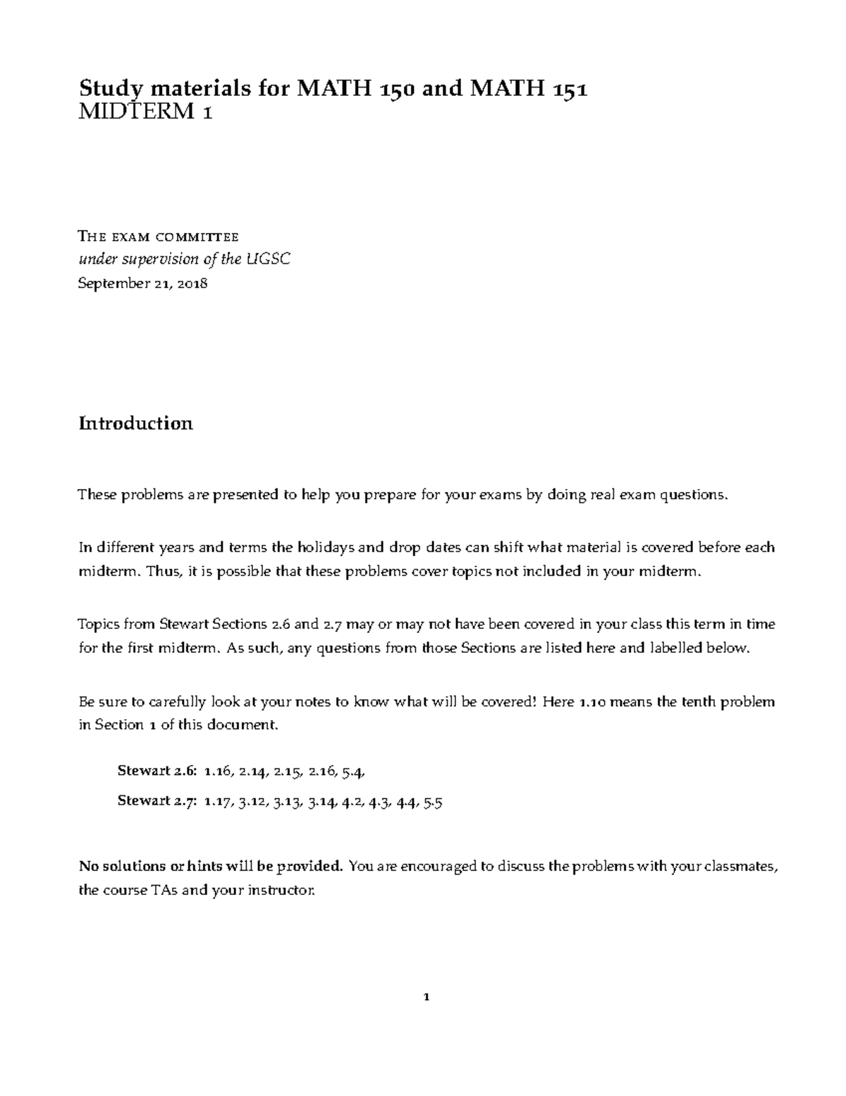 Study Materials 150-151-1 - Study materials for MATH 150 and MATH 151 ...