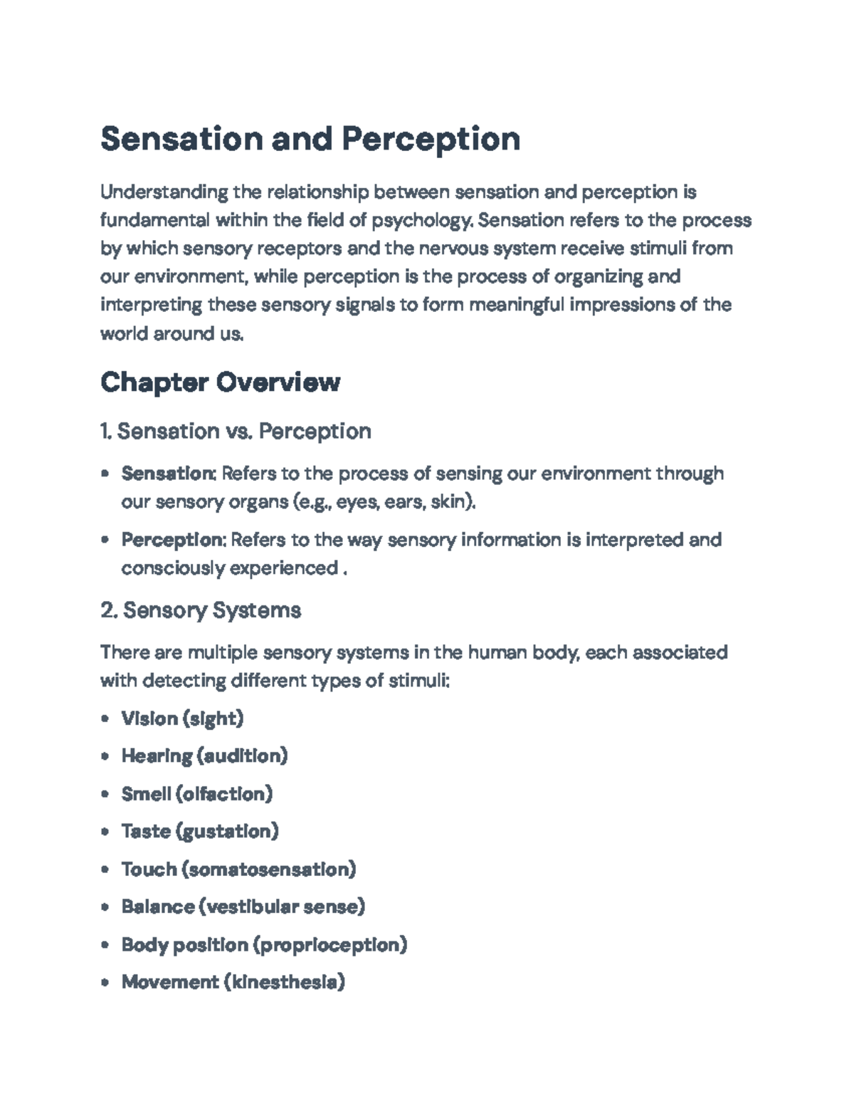 Understanding Sensation and Perception: Key Principles and Processes ...