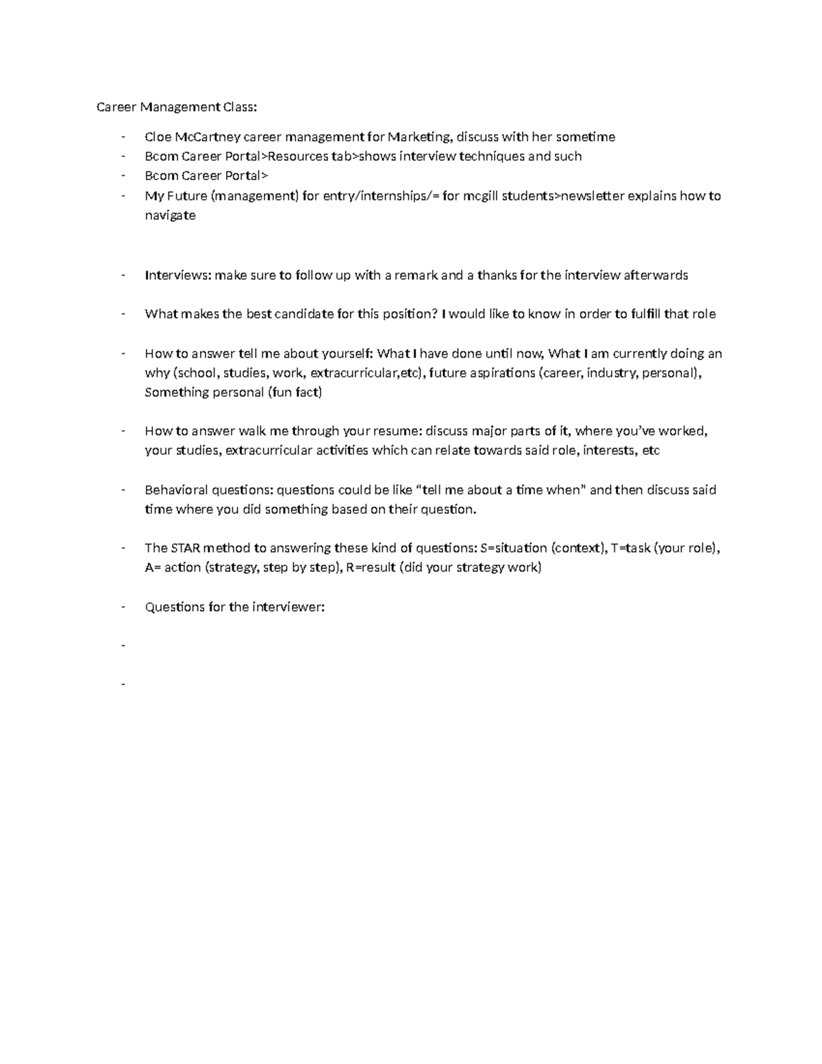 Career Management Class - The STAR method to answering these kind of ...