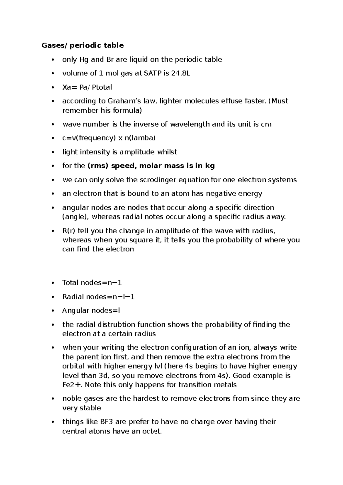Chemistry Notes: Key Concepts and Formulas for CHM 101 - Studocu