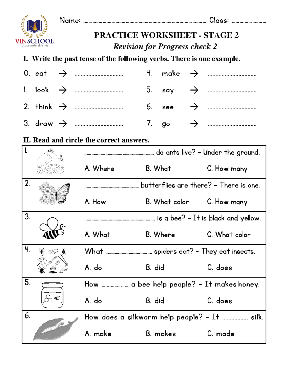 S2.W24 - Practice Worksheet Stage 2: Revision for Progress Check 2 ...
