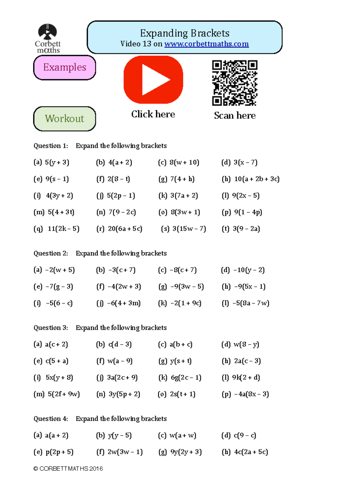 Expanding Brackets - Math Exercises for Course Code MATH101 - Studocu