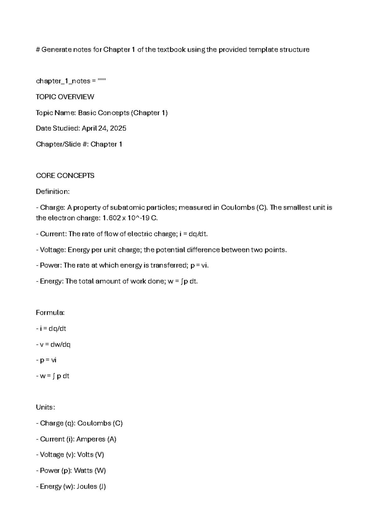 Circuits and electronics chapter 1 summary notes - Generate notes for ...