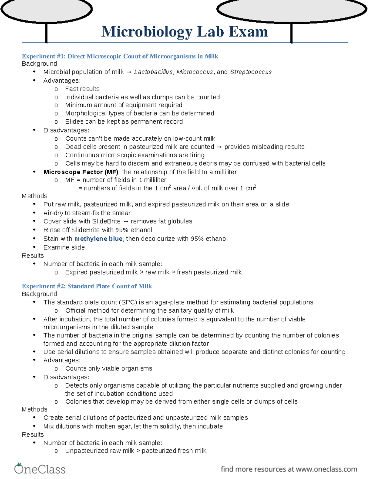Midterm Exam Practice Answer Key for Microbiology (BIO101) - Studocu