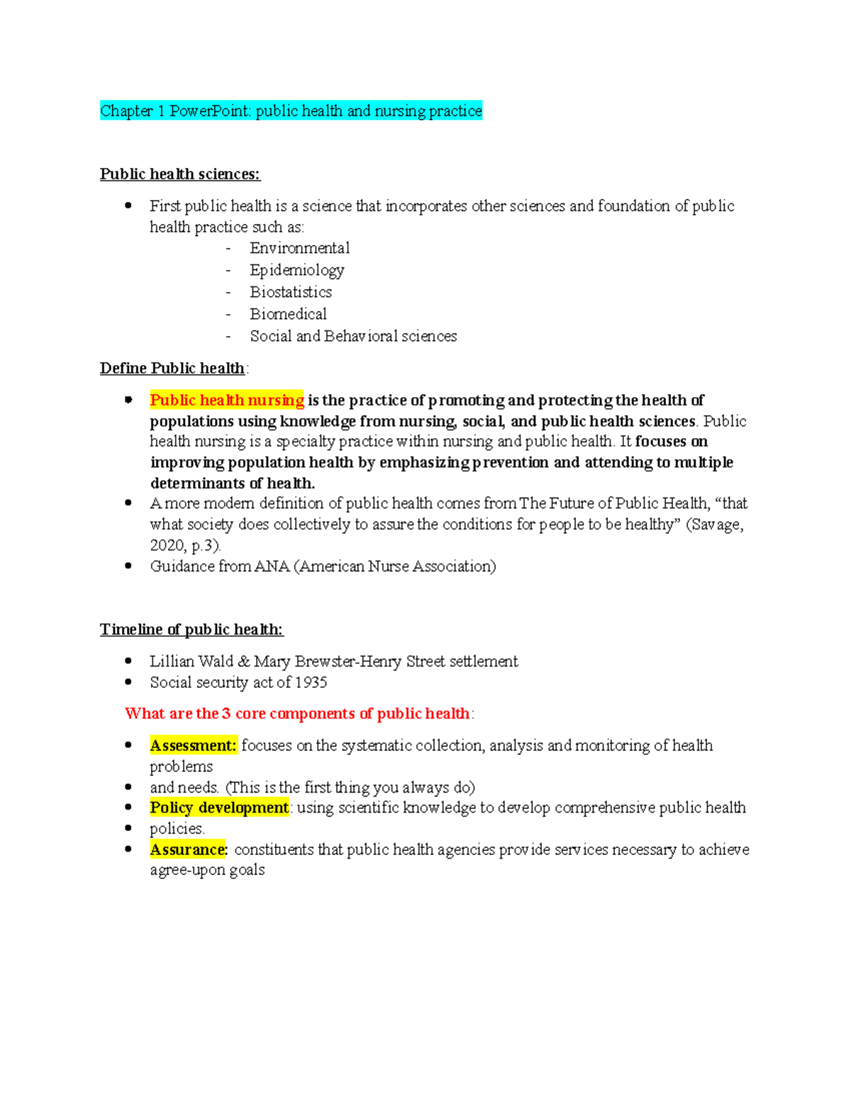 Community Health Exam 1: Public Health Concepts and Nursing Practice ...
