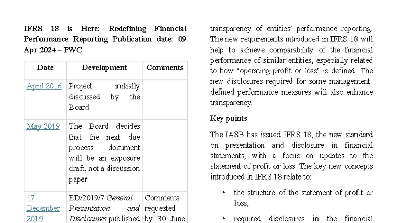 IFRS 18: Key Changes in Financial Performance Reporting Standards - Studocu