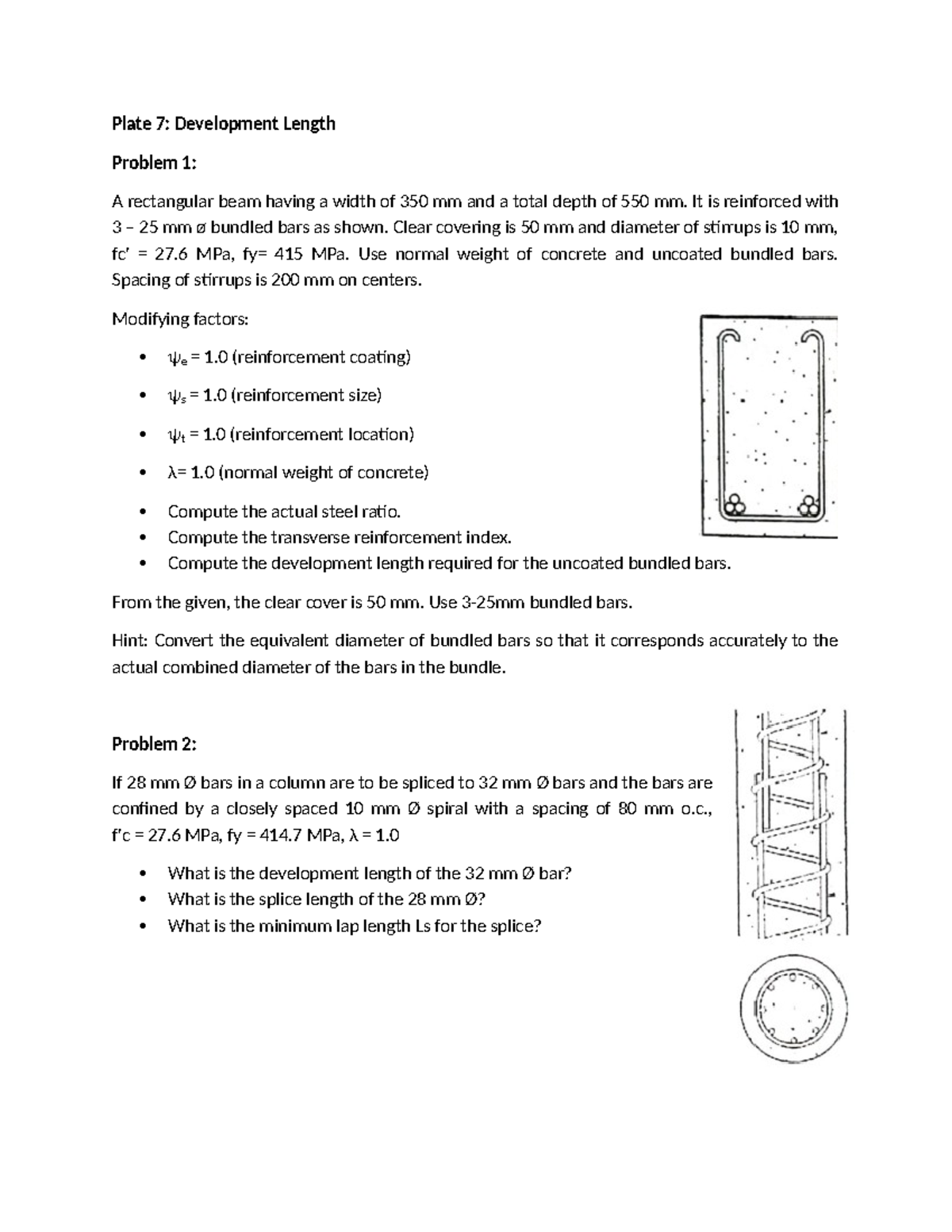 Plate 7: Development Length Calculations for Beam & Column Splices ...
