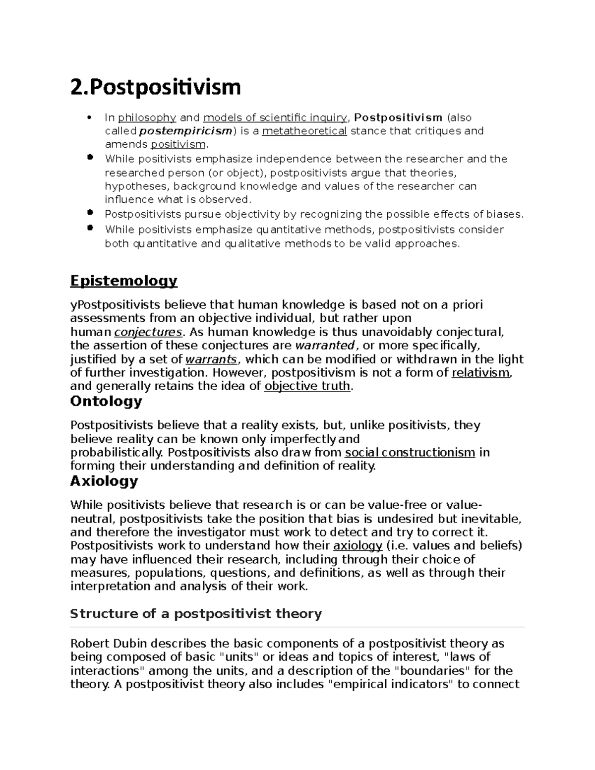 Postpositivism: A Critical Examination of Scientific Inquiry - Studocu