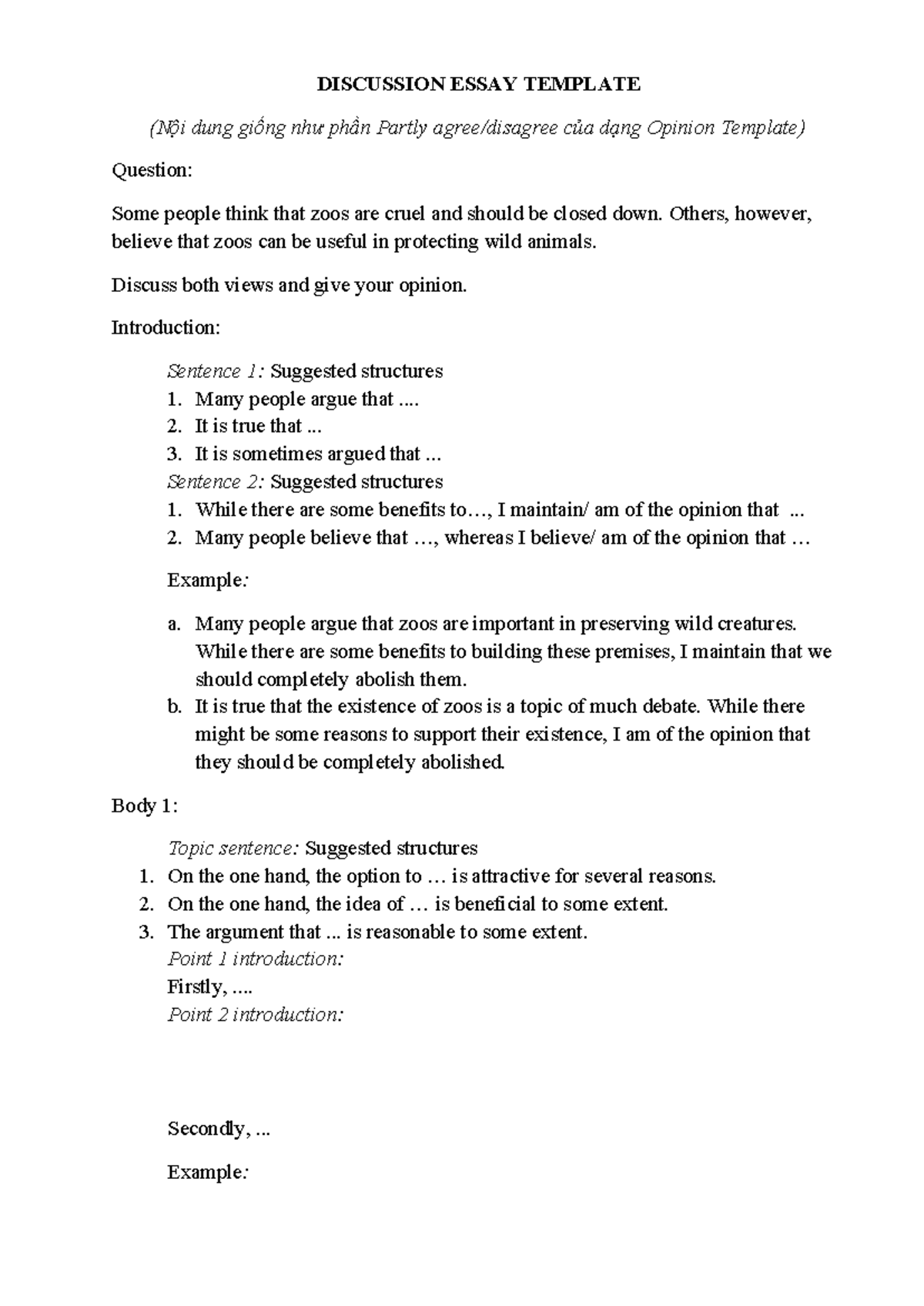 Discussion Essay Template - DISCUSSION ESSAY TEMPLATE (Nội dung giống ...