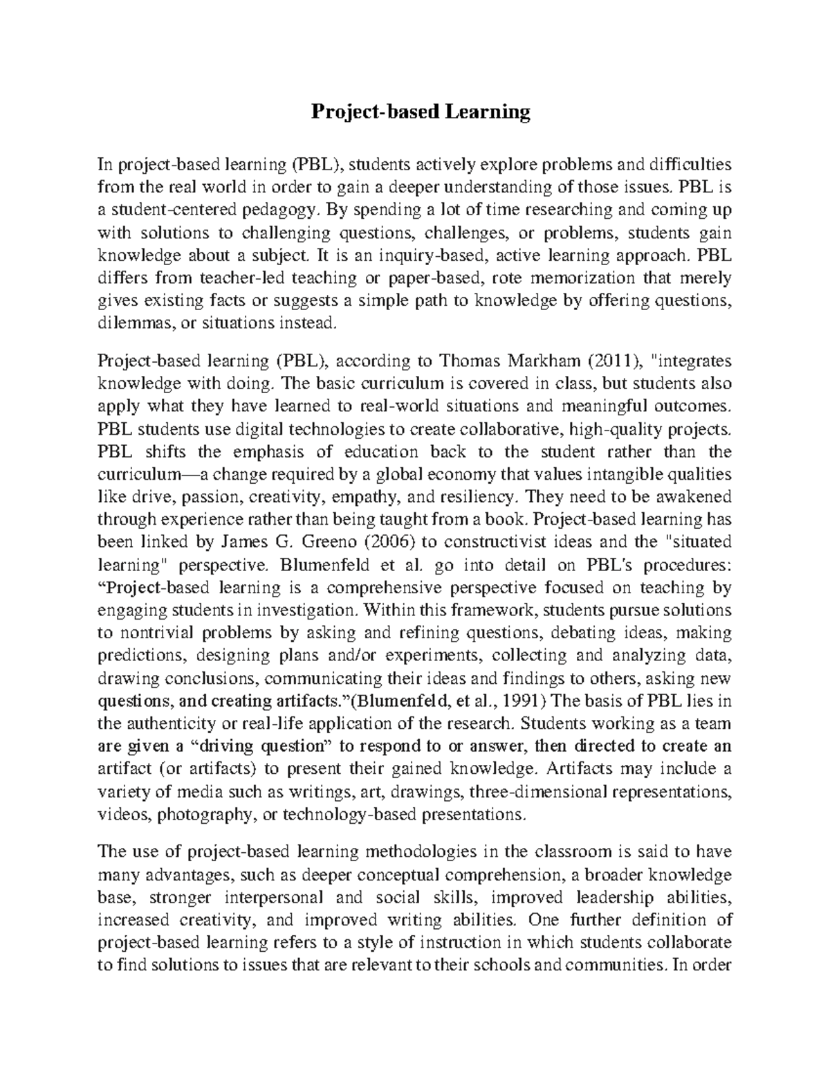 Educational Technology Practices: Project-Based Learning [Part 1] - Studocu