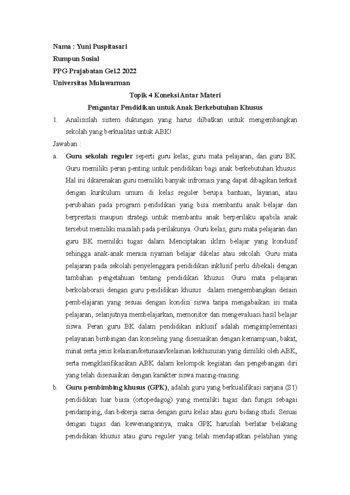 Topik 4: Koneksi Antar Materi ABK - PPG Prajabatan Gel.2 2022 - Document Preview