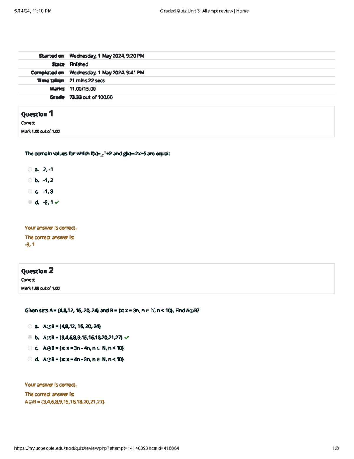 Graded Quiz Unit 3 Attempt review Home 01 - Started on Wednesday, 1 May ...