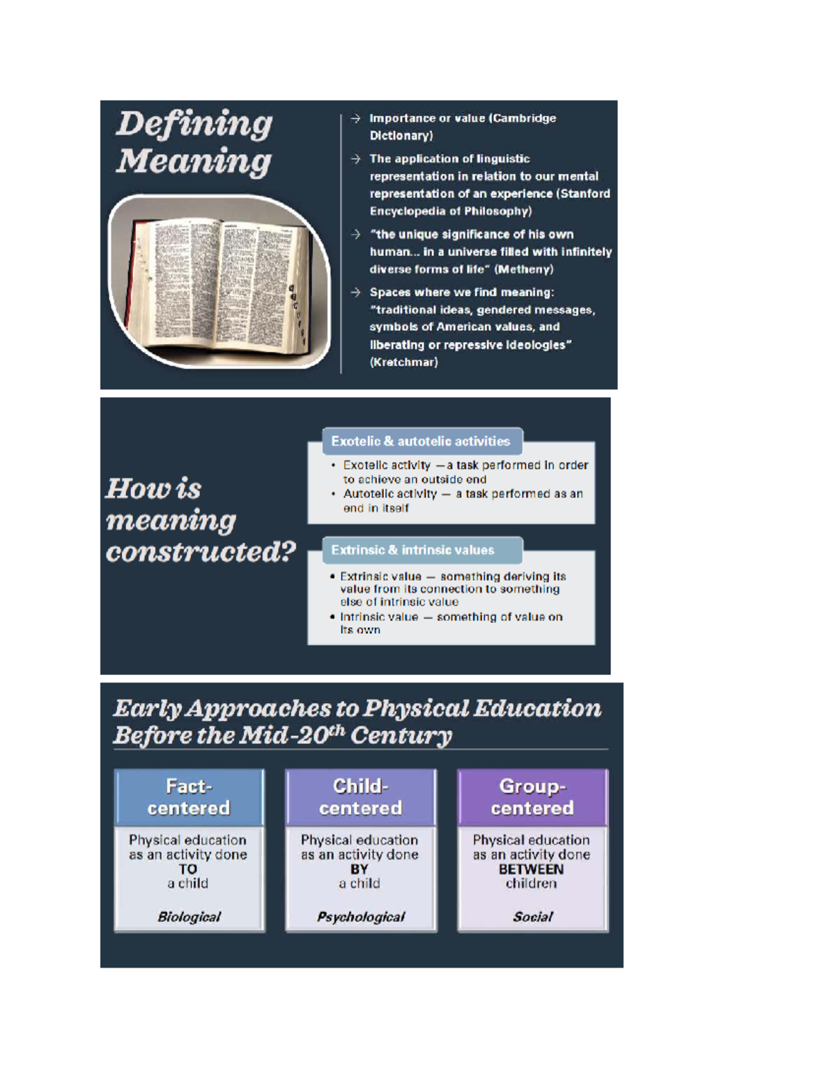 KINES 100 - Final Exam Study Guide: Meaning in Physical Education - Studocu
