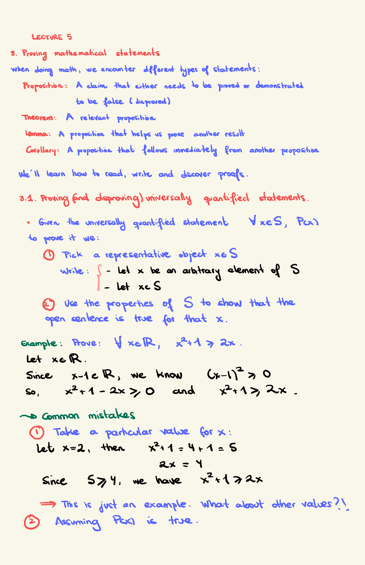 LECTURE 5: Proving Mathematical Statements and Their Properties - Studocu
