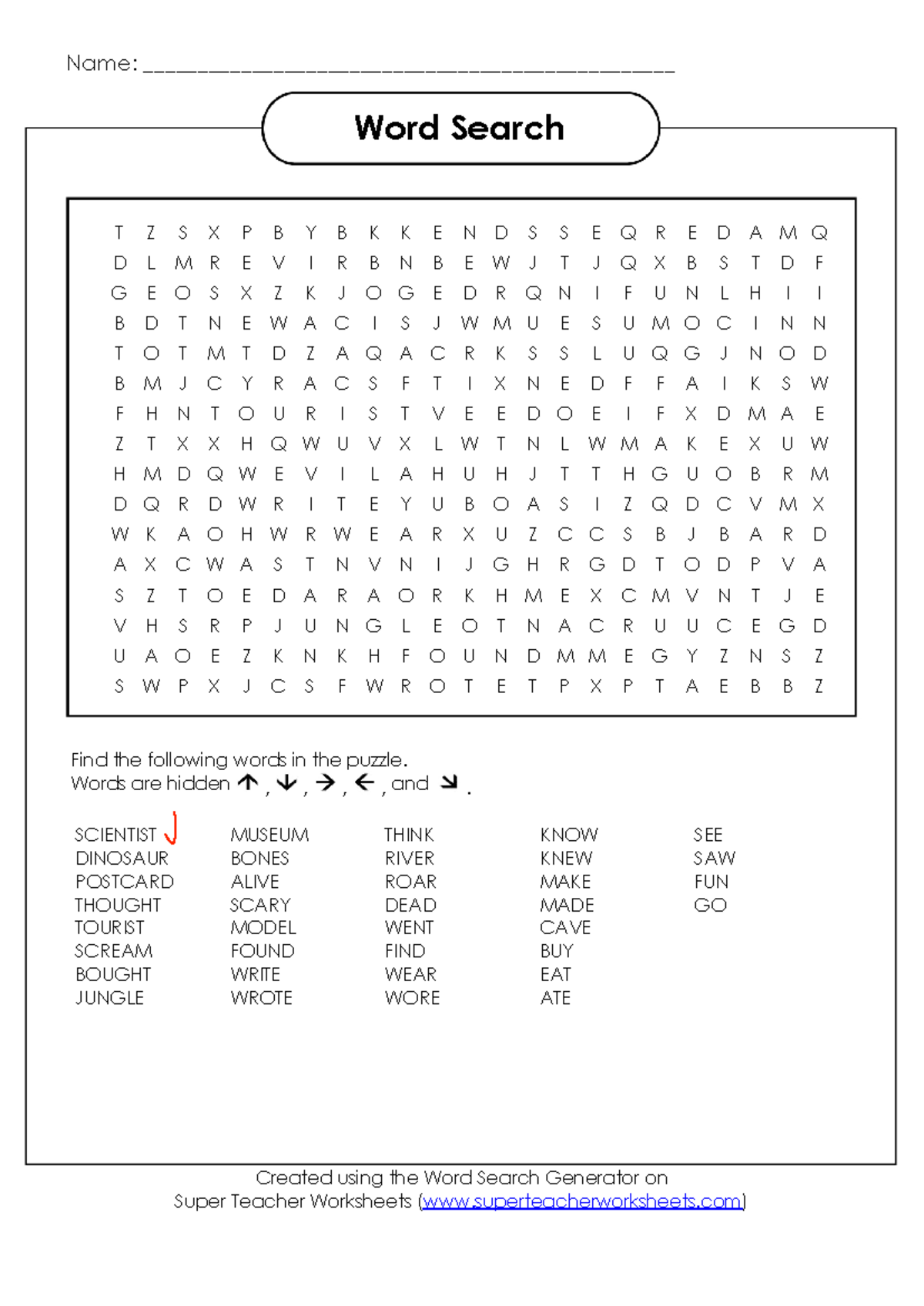 Word Search Puzzle Solutions for Course 10: Super Teacher Worksheets ...