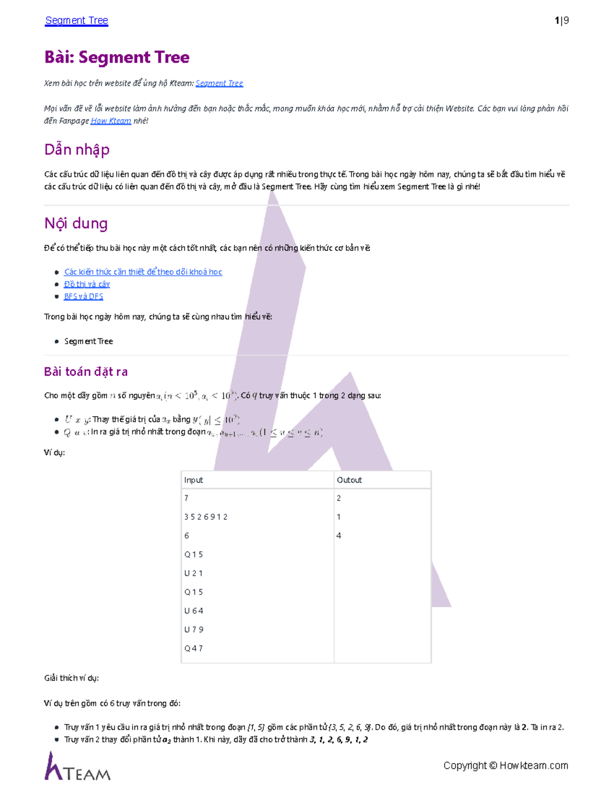 Howkteam.VN - Segment Tree - Bài: Segment Tree Xem bài học trên website ...