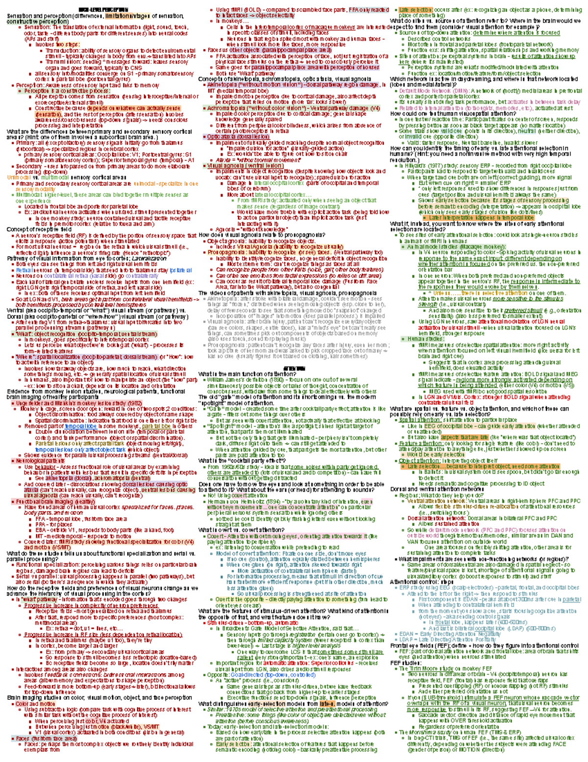 Lecture Notes on High-Level Perception and Sensation - Studocu
