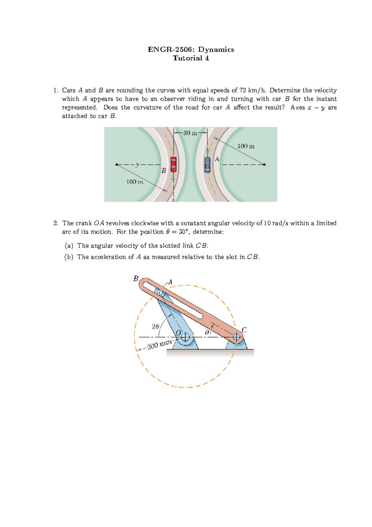 ENGR-2506: Tutorial 4 - Dynamics Problem Set Questions and Solutions ...