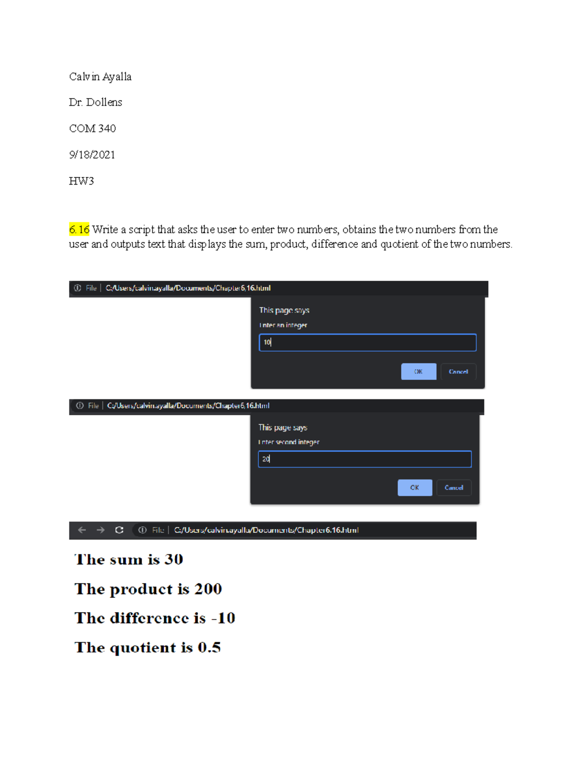 COM340 HW3 - Scripts for User Input and Sales Calculation - Studocu
