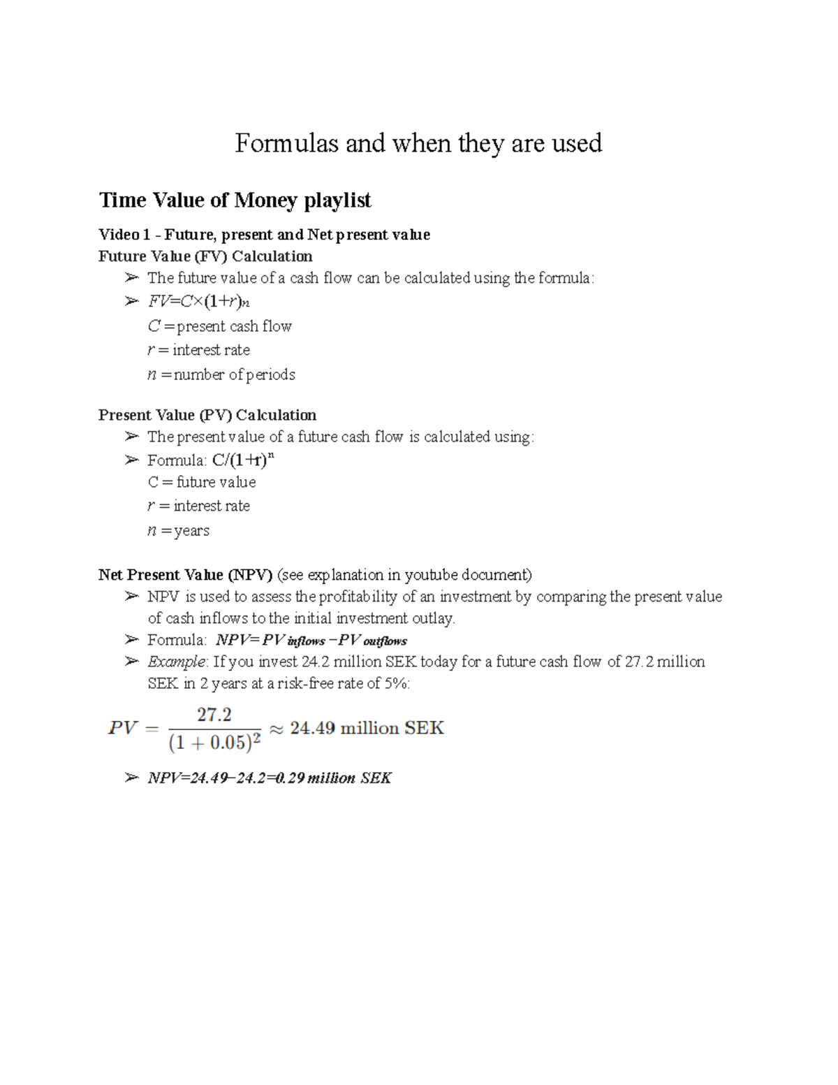 Formulas for Time Value of Money: FV, PV, NPV, and Investment Rules ...