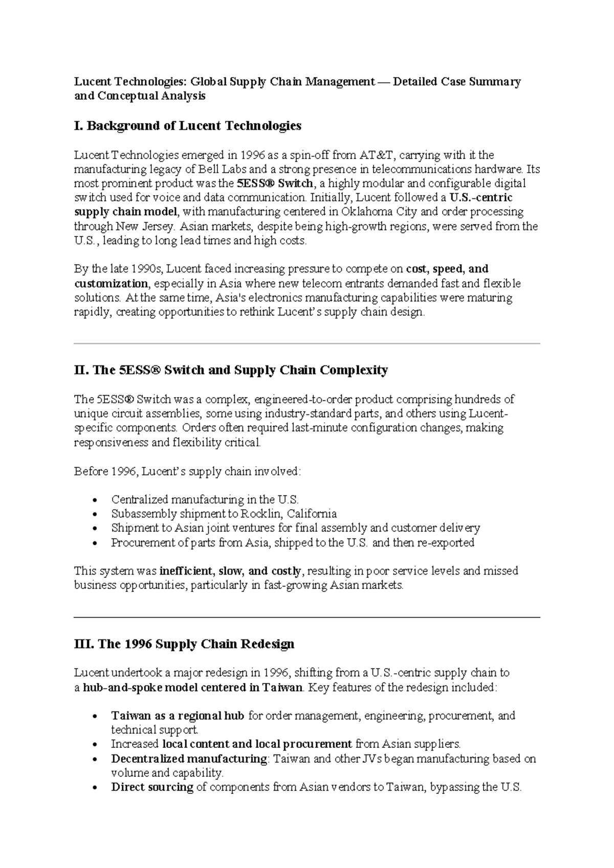 Lucent Technologies: SCM Case Study & Analysis (1996–2000) - Studocu