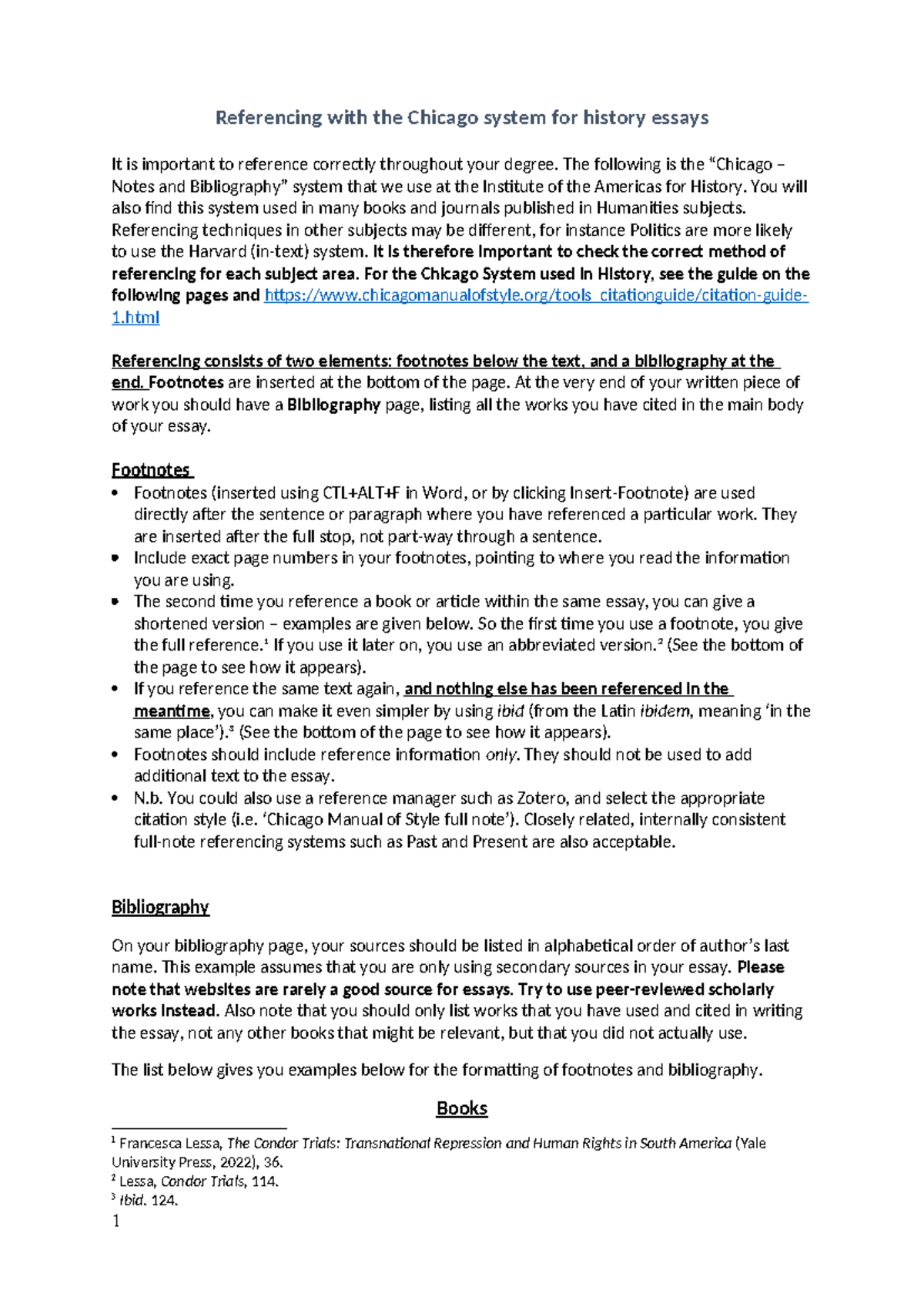 Chicago Referencing Guide for History Essays - IA 24 - Studocu